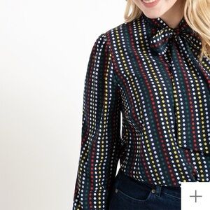 Eloquii Polka Dot Tie Neck Blouse 22